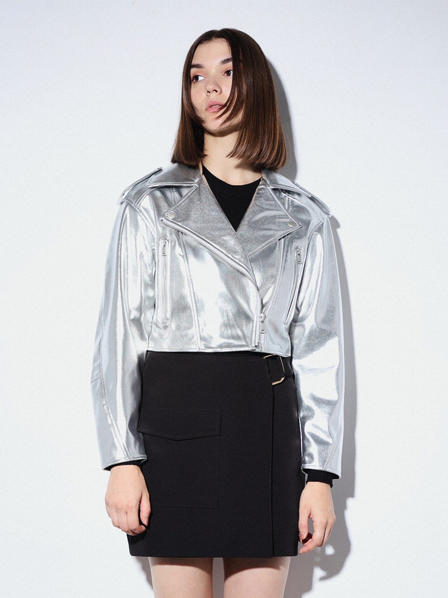 only Women Regular Fit Silver Jacket-picture-44