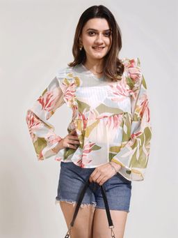 Twenty Dresses by Nykaa Fashion - Womens Ruffle Multi-Color Floral Printed Top