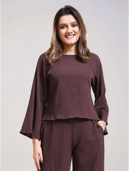 Twenty Dresses by Nykaa Fashion - Womens Dark Brown Textured Top