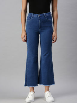 SHOWOFFFF - Women's Casual Wide Leg High-rise Navy Blue Jeans