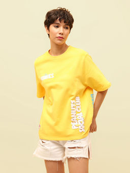 ONLY - Women Typography Regular Fit Yellow T-Shirt