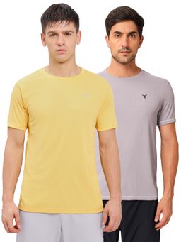Technosport - Men Solid Slim Fit Round Neck Sports T-Shirt With Techno Cool+ (Pack of 2)