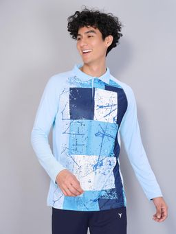 Technosport - Men Colorblock Slim Fit Polo Sports Blue T-Shirt With Techno Guard
