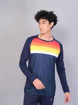 Technosport - Men Self Design Slim Fit Round Neck Sports T-Shirt With Techno Cool