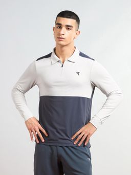 Technosport - Men Colorblock Slim Fit Polo Sports White T-Shirt With Matpiq