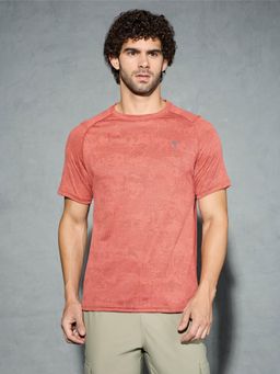Technosport - Men Self Design Slim Fit Round Neck Sports T-Shirt With Double Cool