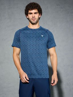 Technosport - Men Self Design Slim Fit Round Neck Sports T-Shirt With Double Cool