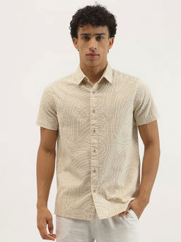 United Colors of Benetton - Men Beige Abstract Casual Shirt