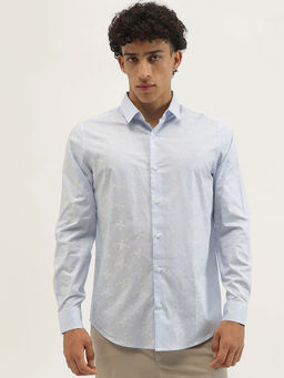 United Colors of Benetton - Men Blue Textured Formal Shirt