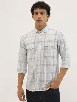 United Colors of Benetton - Men White Checks Casual Shirt