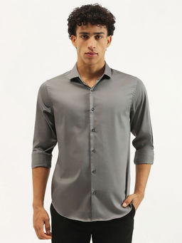 United Colors of Benetton - Men Grey Solid Formal Shirt
