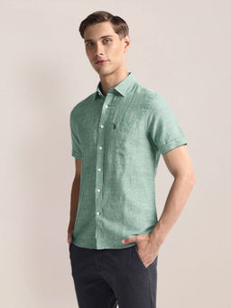 U.S. POLO ASSN. - Men Green Self Design Casual Shirt