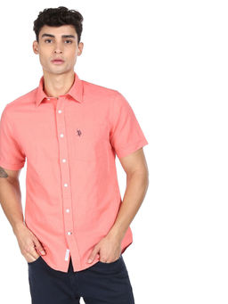 U.S. POLO ASSN. - Men Pink Solid Casual Shirt