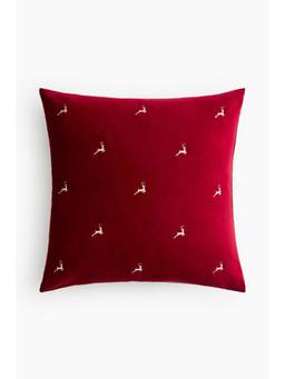 H&M - Red Embroidery-Motif Cushion Cover