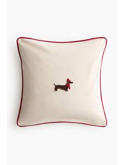 H&M - Beige Embroidery-Motif Cushion Cover