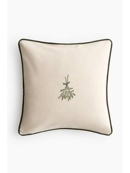 H&M - Beige Embroidery-Motif Cushion Cover