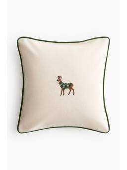H&M - Beige Embroidery-Motif Cushion Cover