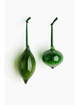 H&M - Green 2-Pack Glittery Glass Baubles