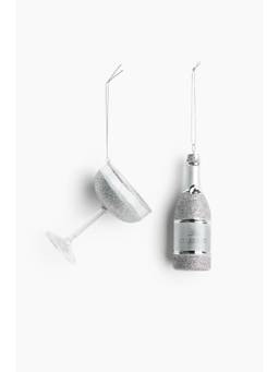 H&M - Silver 2-Pack Glass Christmas Decorations