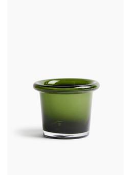 H&M - Green Small Glass Plant Pot