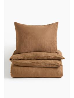 H&M - Beige Muslin Single Duvet Cover Set