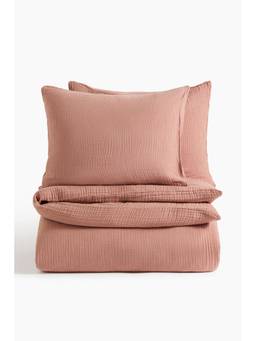 H&M - Orange Muslin Double/King Duvet Cover Set