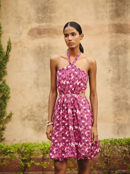 Maenaam - Womens Cotton Floral Pink Dress