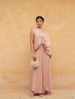 Maenaam - Irvine Embellished Pre Drape Saree with Stitched Blouse & Jacket