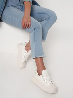 Truffle Collection - Beige Solid Casual Sneakers