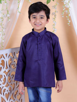 BownBee - Blue Solid Kurta