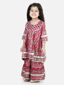 BownBee - Pink Floral Kurta and Sharara (Set of 2)