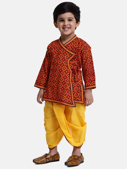 BownBee - Red Printed Kurta and Dhoti (Set of 2)
