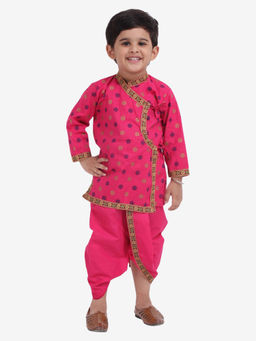 BownBee - Pink Floral Kurta and Dhoti (Set of 2)