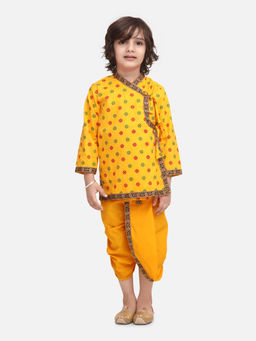 BownBee - Yellow Printed Kurta and Dhoti (Set of 2)