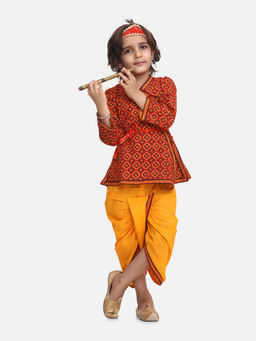 BownBee - Red Printed Kurta and Dhoti (Set of 2)