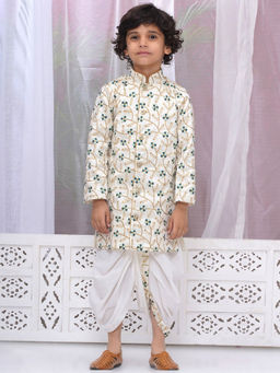 Little Bansi - Cream Floral Kurta and Dhoti (Set of 2)