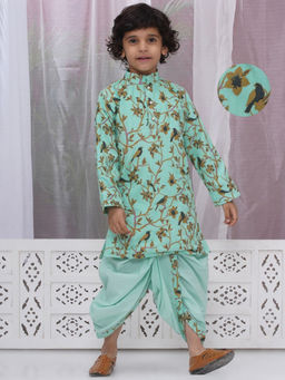 Little Bansi - Green Floral Kurta and Dhoti (Set of 2)