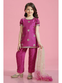 MASTARANG - Purple Woven Kurta with Pant and Dupatta (Set of 3)