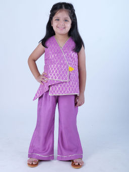 Pankhuri by Priyanka - Lavender Woven Kurta and Palazzo (Set of 2)