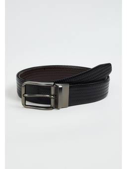 max - Men Textured Belt-Black