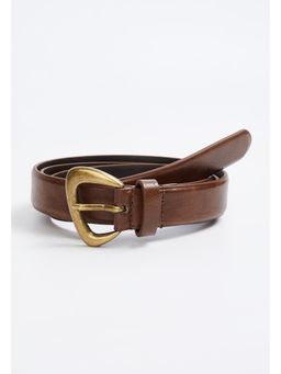 max - Women Textured Slim Belt-Tan