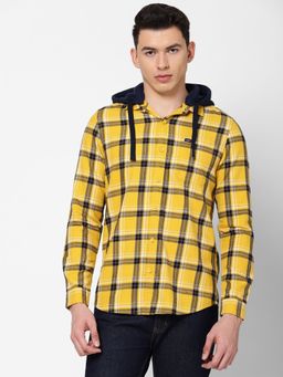 Lee - Men's Checks Yellow Shirt Slim Fit