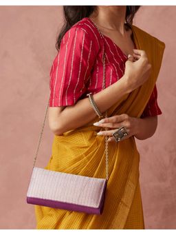 Fabindia - Purple Brocade Large Clutch