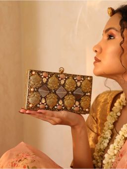 THE TAN CLAN - Arya Embellished Brass Clutch