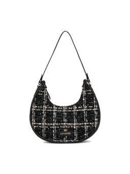 KLEIO - Black Tweed Shoulder Bag for Women Girls with A Zip Closure