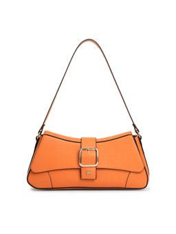 KLEIO - Vegan Leather Structured Shoulder Handbag- Orange