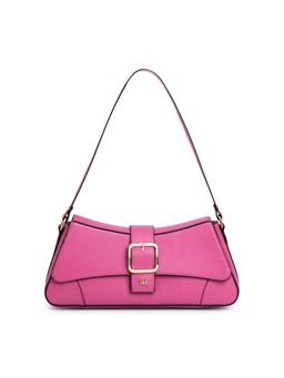 KLEIO - Vegan Leather Structured Shoulder Handbag- Pink