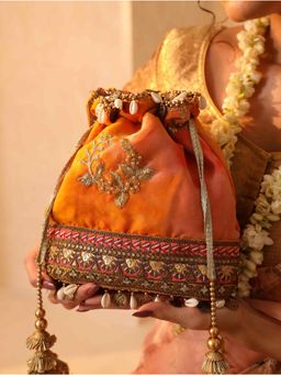 THE TAN CLAN - Orange Kashvi Potli Bag