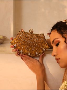 THE TAN CLAN - Nitya Intricate Embellished Brass Clutch