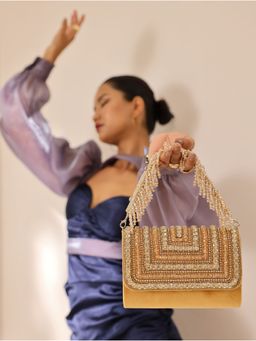THE TAN CLAN - Gold Nysa Embellished Handbag